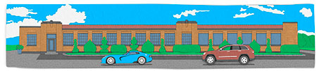 Felt-style building